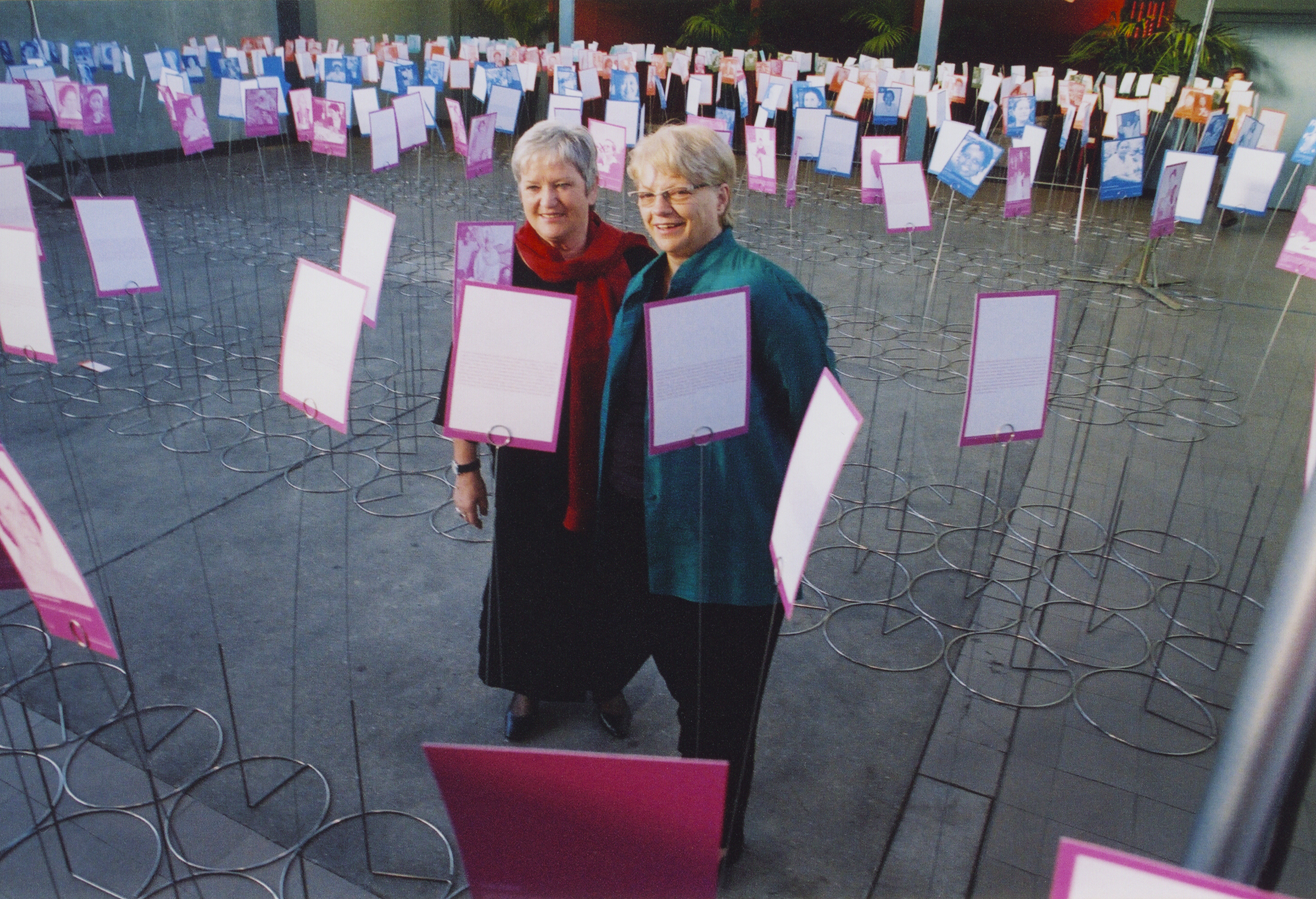 Vermot and Stocker at 2005 1000 PeaceWomen exhibit