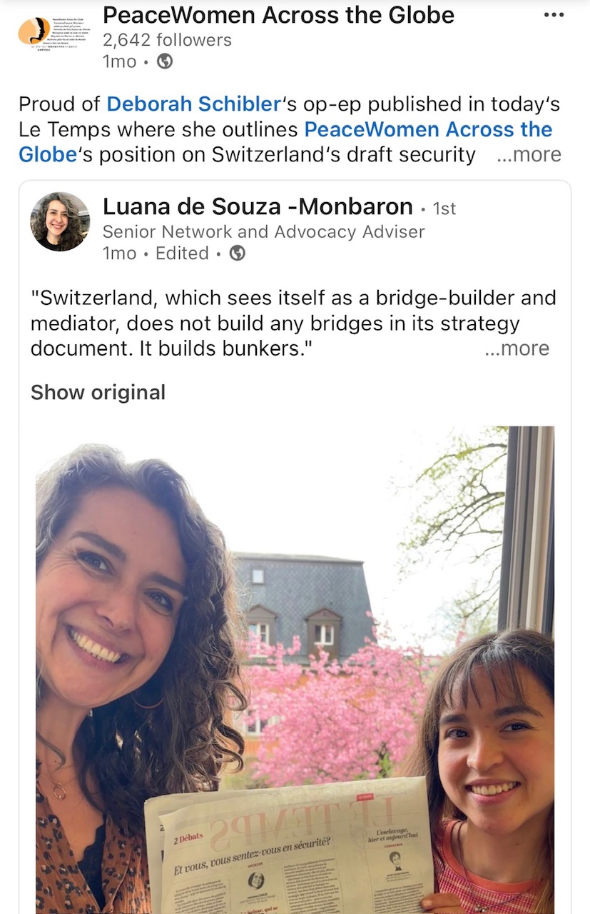 Screenshot LinkedIn post Luana and Larissa